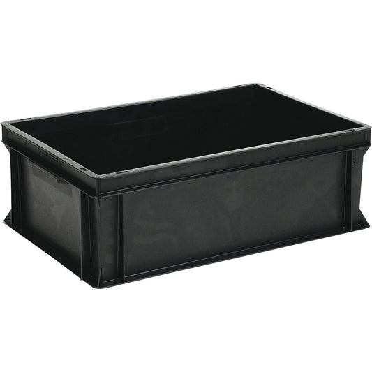 ESD stacking container, PP, black, LxWxH 600 x 400 x 220 mm, 40 l, pack of 4.