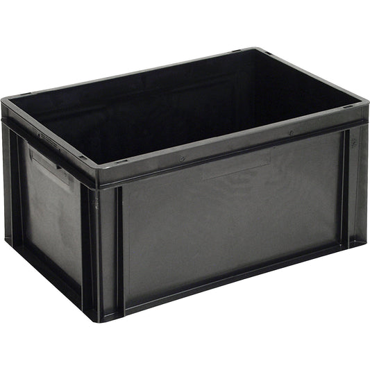 ESD stacking container, PP, black, LxWxH 600 x 400 x 325 mm, 60 l, pack of 2.