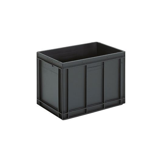 ESD stacking container, PP, black, LxWxH 600 x 400 x 425 mm, 90 l, pack of 2.