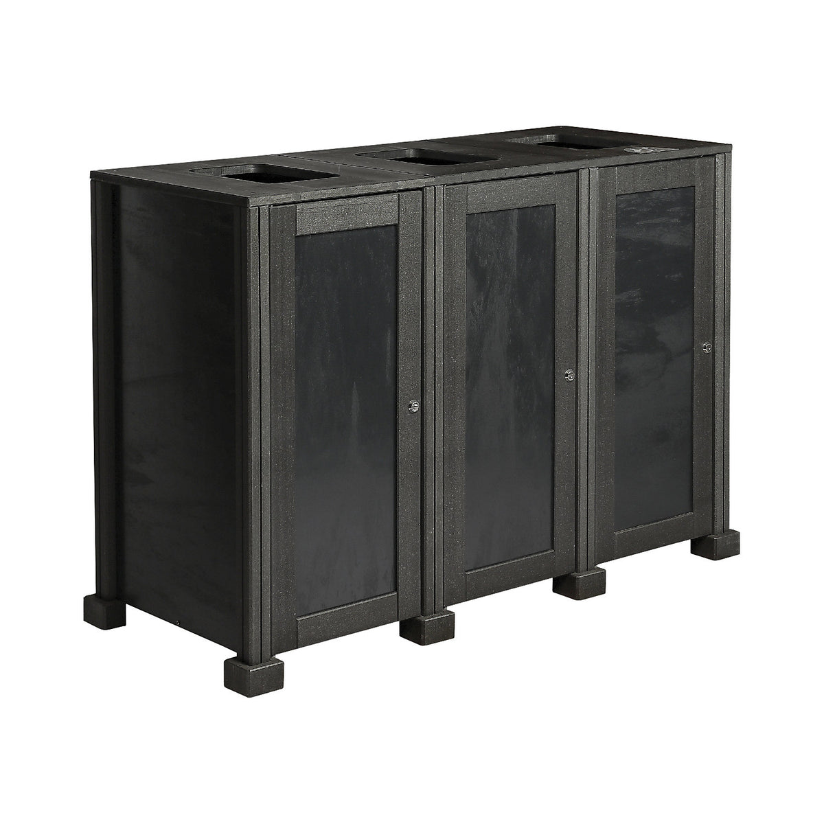 Outdoor waste collector, 100% recycled materials, grey, capacity 240 l, 3-compartment collector.