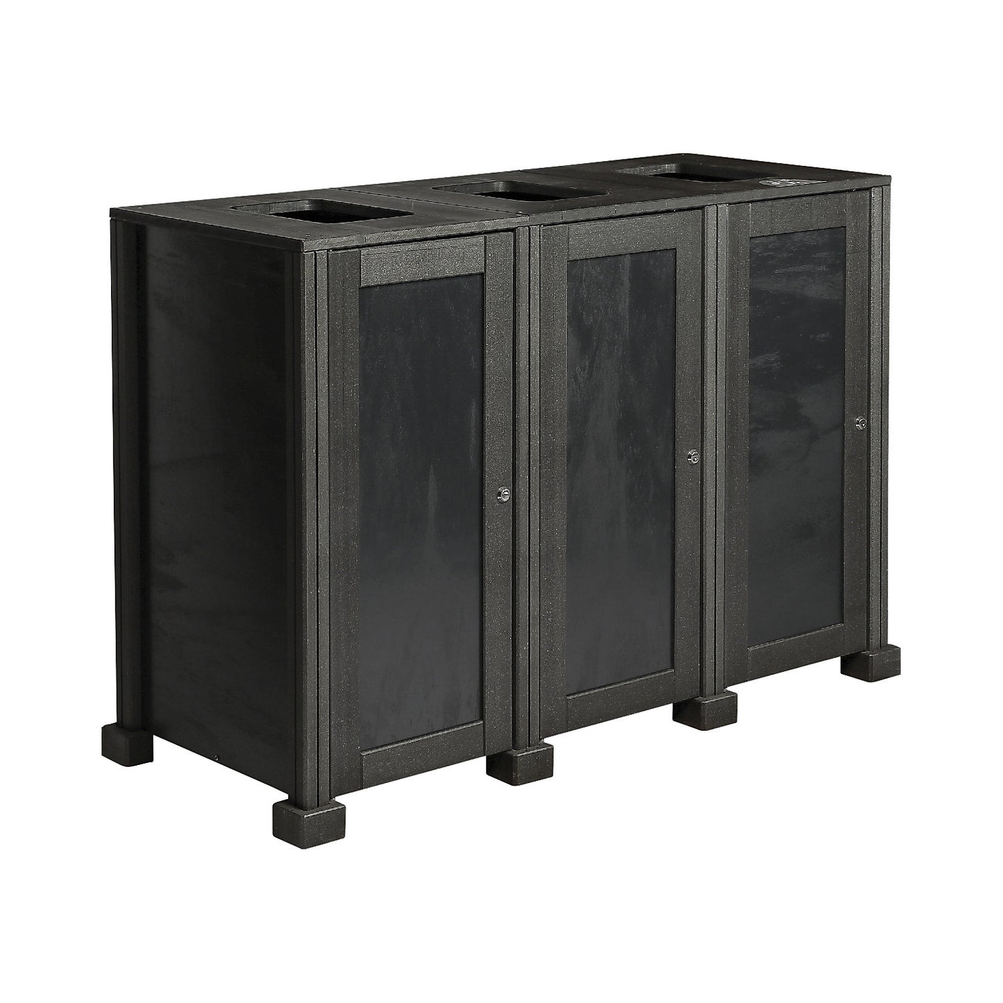 Outdoor waste collector, 100% recycled materials, grey, capacity 240 l, 3-compartment collector.