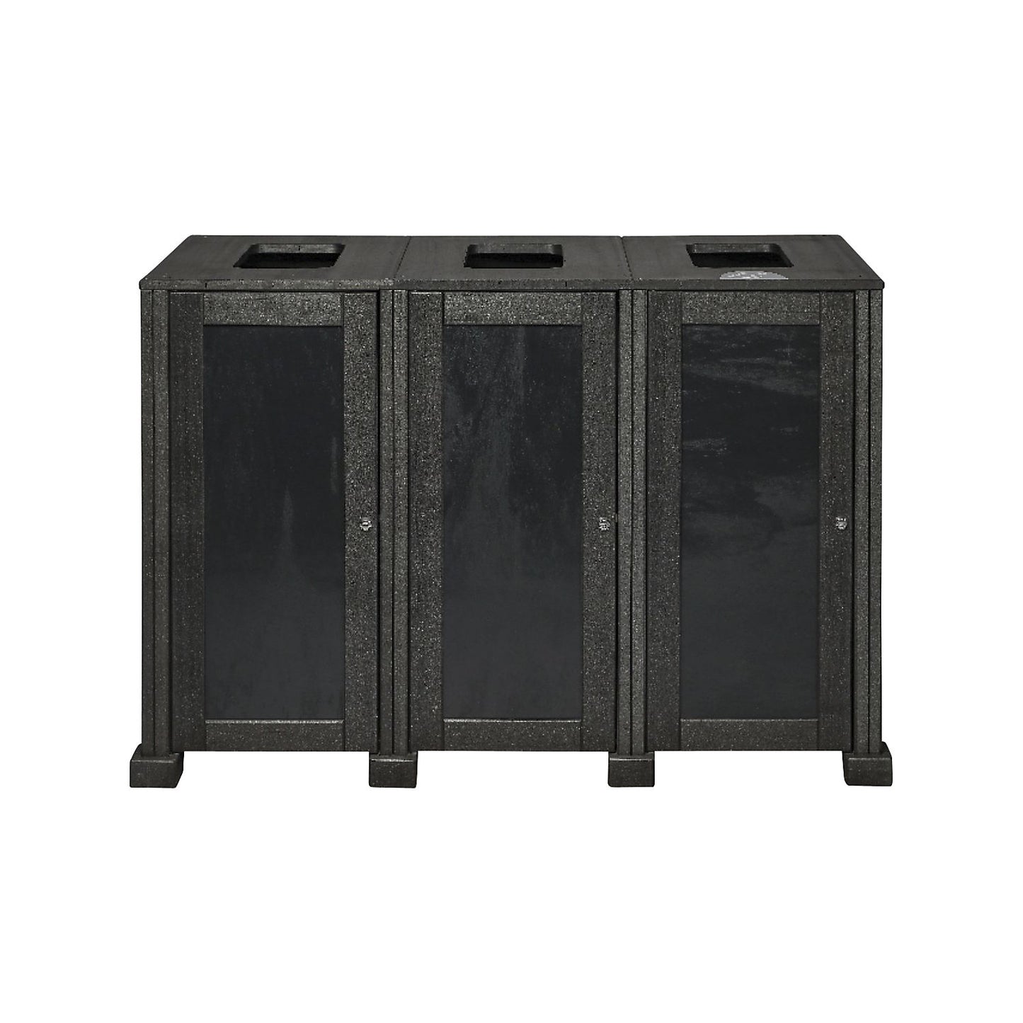 Outdoor waste collector, 100% recycled materials, grey, capacity 240 l, 3-compartment collector.