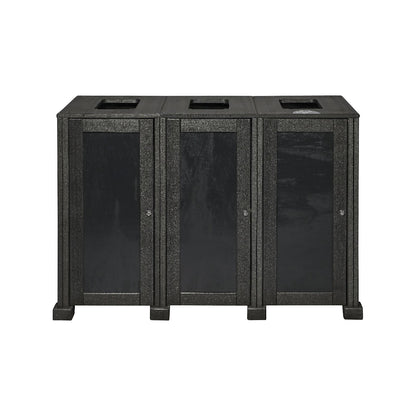 Outdoor waste collector, 100% recycled materials, grey, capacity 240 l, 3-compartment collector.