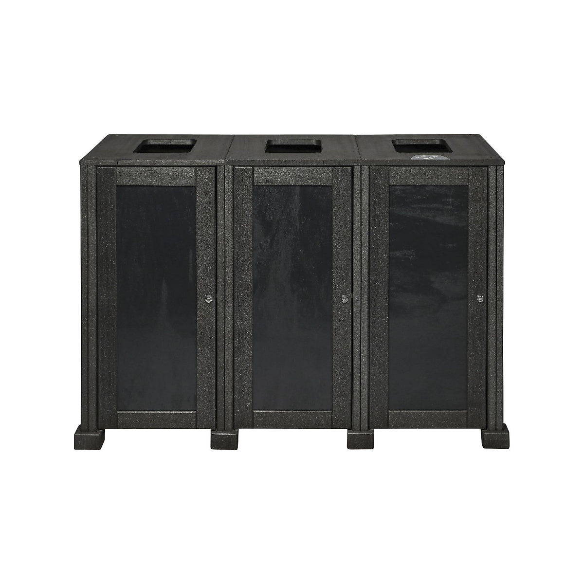 Outdoor waste collector, 100% recycled materials, grey, capacity 240 l, 3-compartment collector.