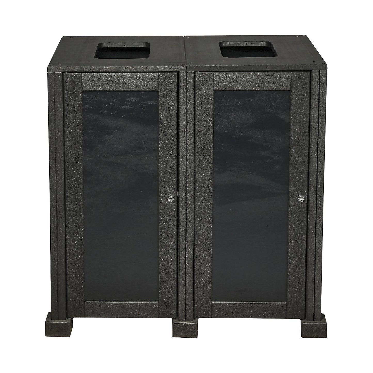 Outdoor waste collector, 100% recycled materials, grey, capacity 160 l, 2-compartment collector.