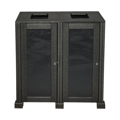 Outdoor waste collector, 100% recycled materials, grey, capacity 160 l, 2-compartment collector.