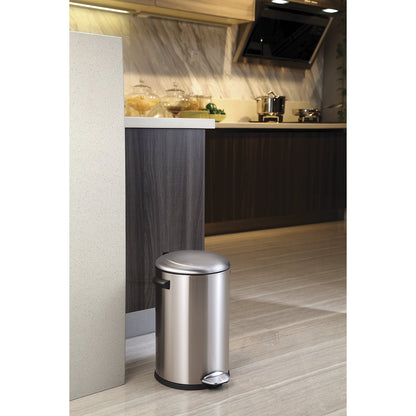 Waste collector with pedal, stainless steel, with handles, capacity 20 L, HxØ 485 x 292 mm.