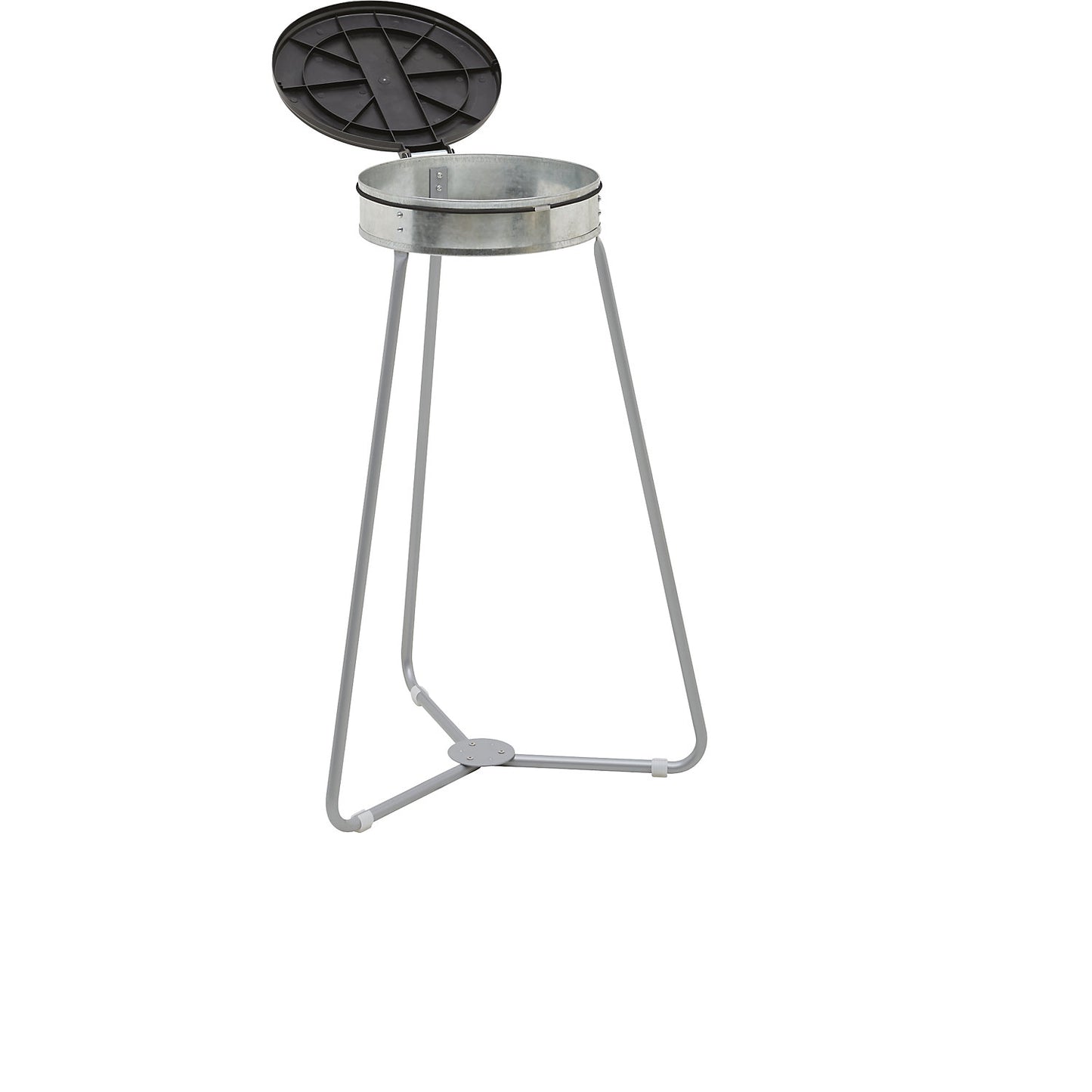 Waste sack stand with bags, capacity 120 l, 10 rolls of 25 bags, black lid, black waste bags.