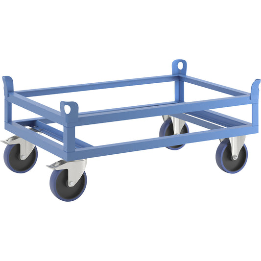 Steel dolly, for Euro pallets, max. load 1000 kg, loading height 450 mm, blue.