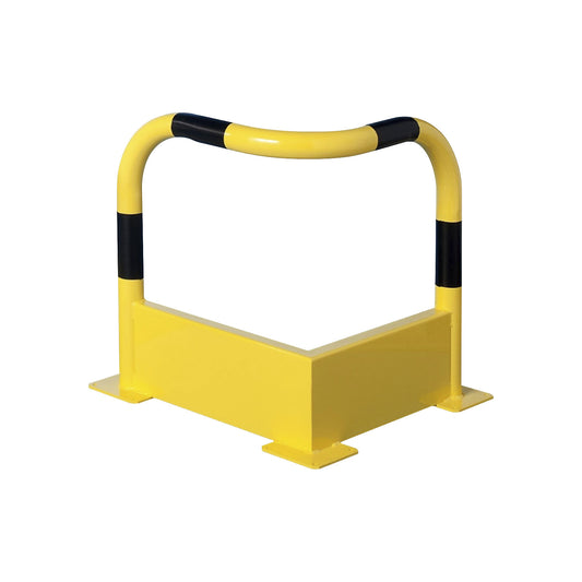 Crash protection bar with forklift guard, Ø 60 mm, steel, height 640 mm, width 650 mm, corner.