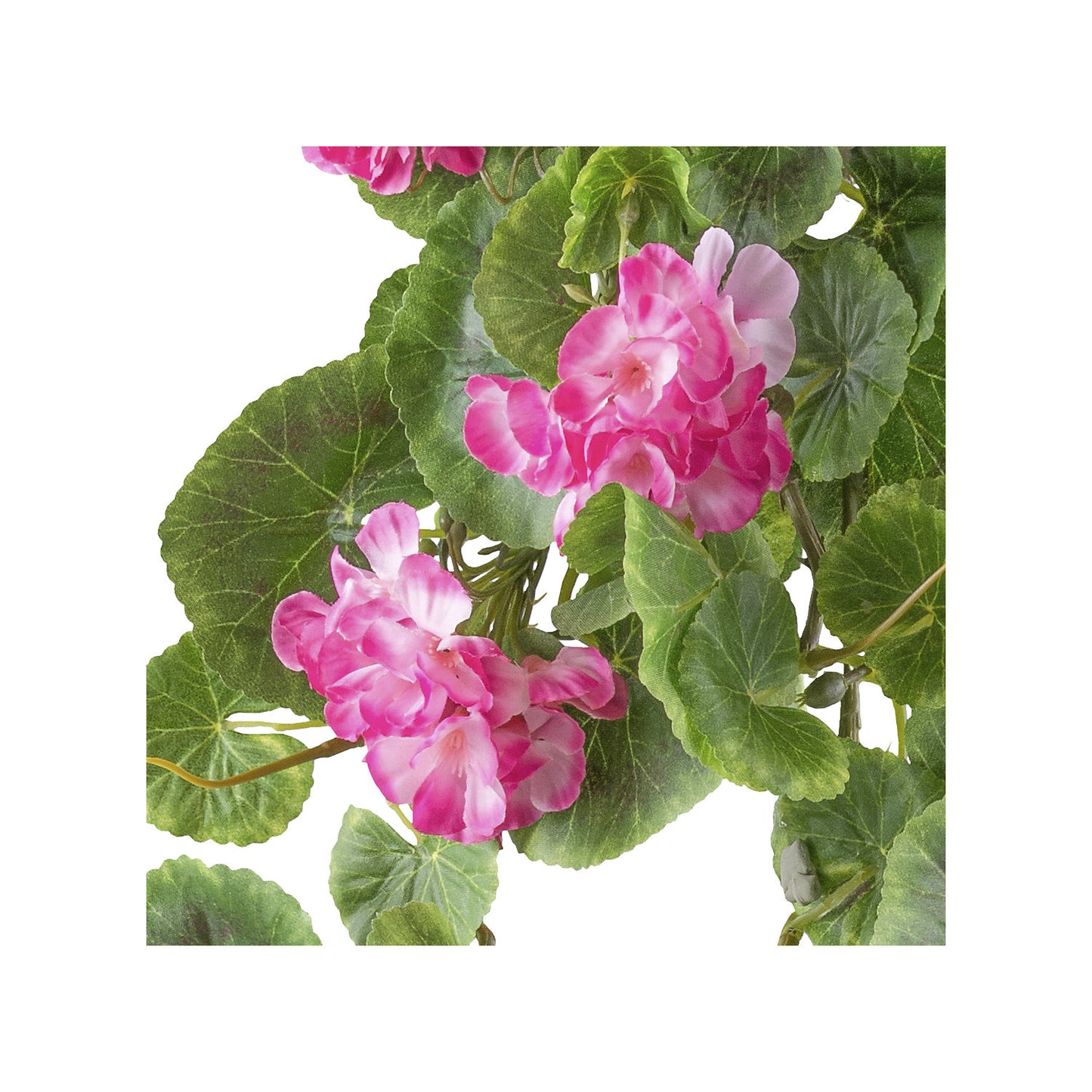 Artificial Geranium hanging plant, foliage colour pink, height 800 mm.