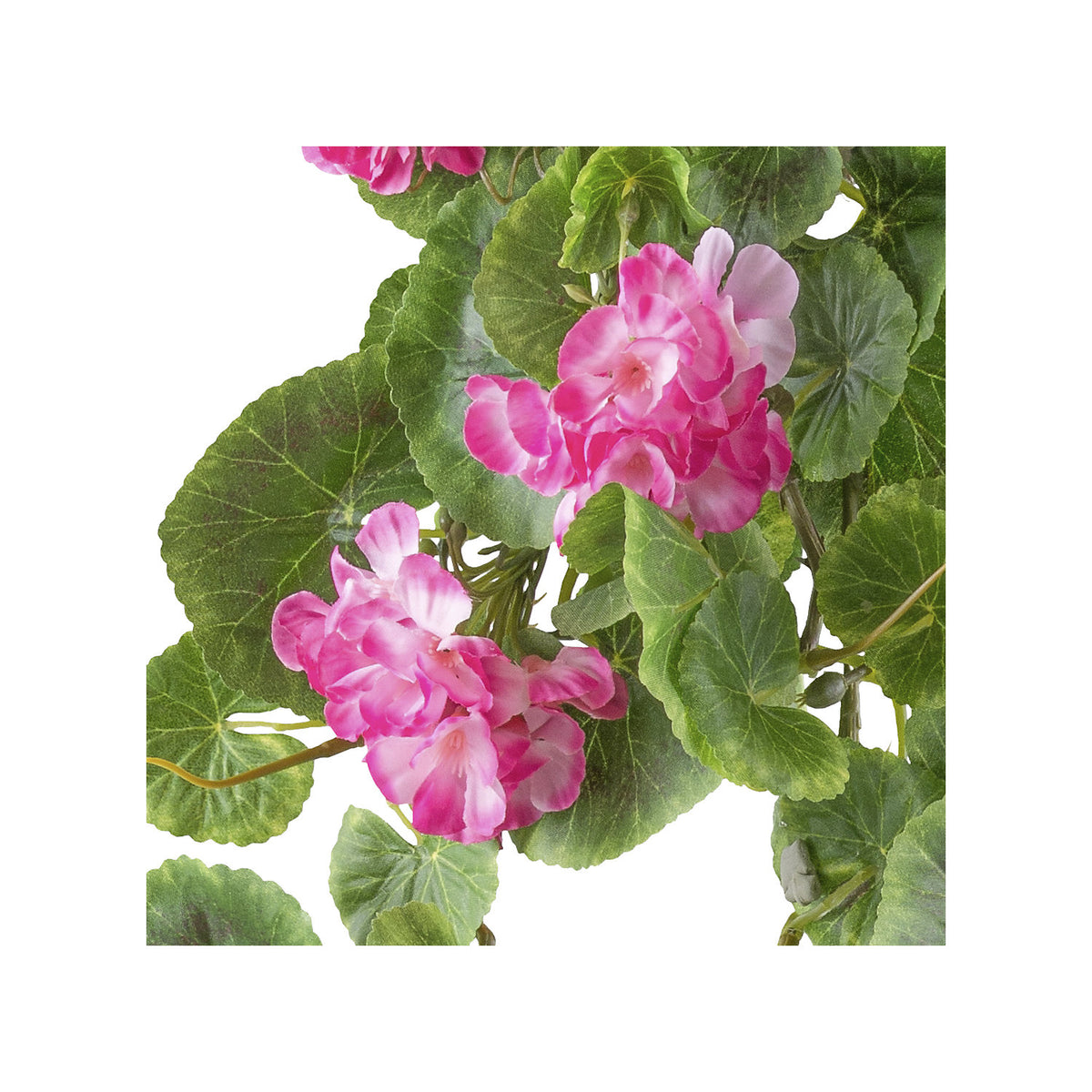 Artificial Geranium hanging plant, foliage colour pink, height 800 mm.