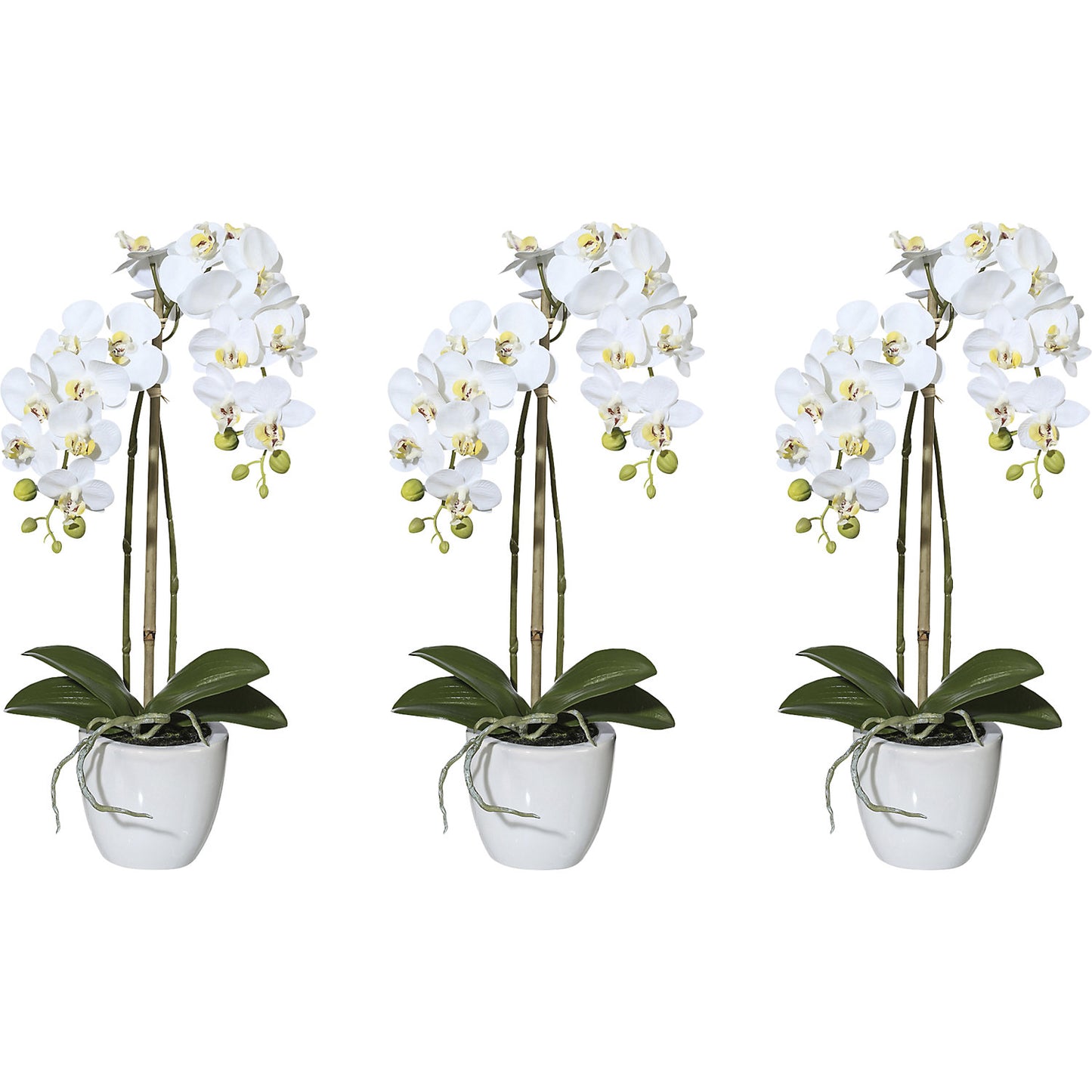 Artificial plant mini orchid Phalaenopsis, ceramic pot, pack of 3, height 430 mm.