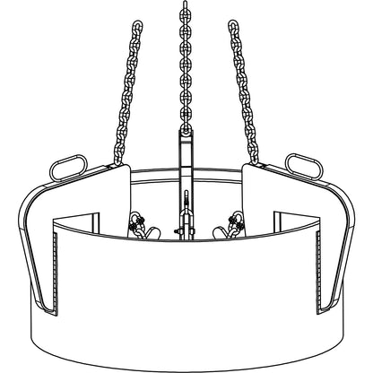 Manhole ring hanger, gripping range 40 - 140 mm, max. load 1500 kg, with 1.70 m chain.