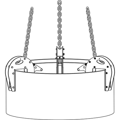 Manhole ring clamp, gripping range 100 - 220 mm, max. load 5000 kg, with 2.90 m chain.