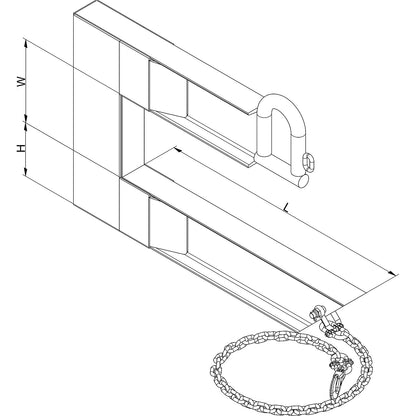 Pipe laying hook, for 3 m pipe length, gripping range 400 mm, max. load 1000 kg.