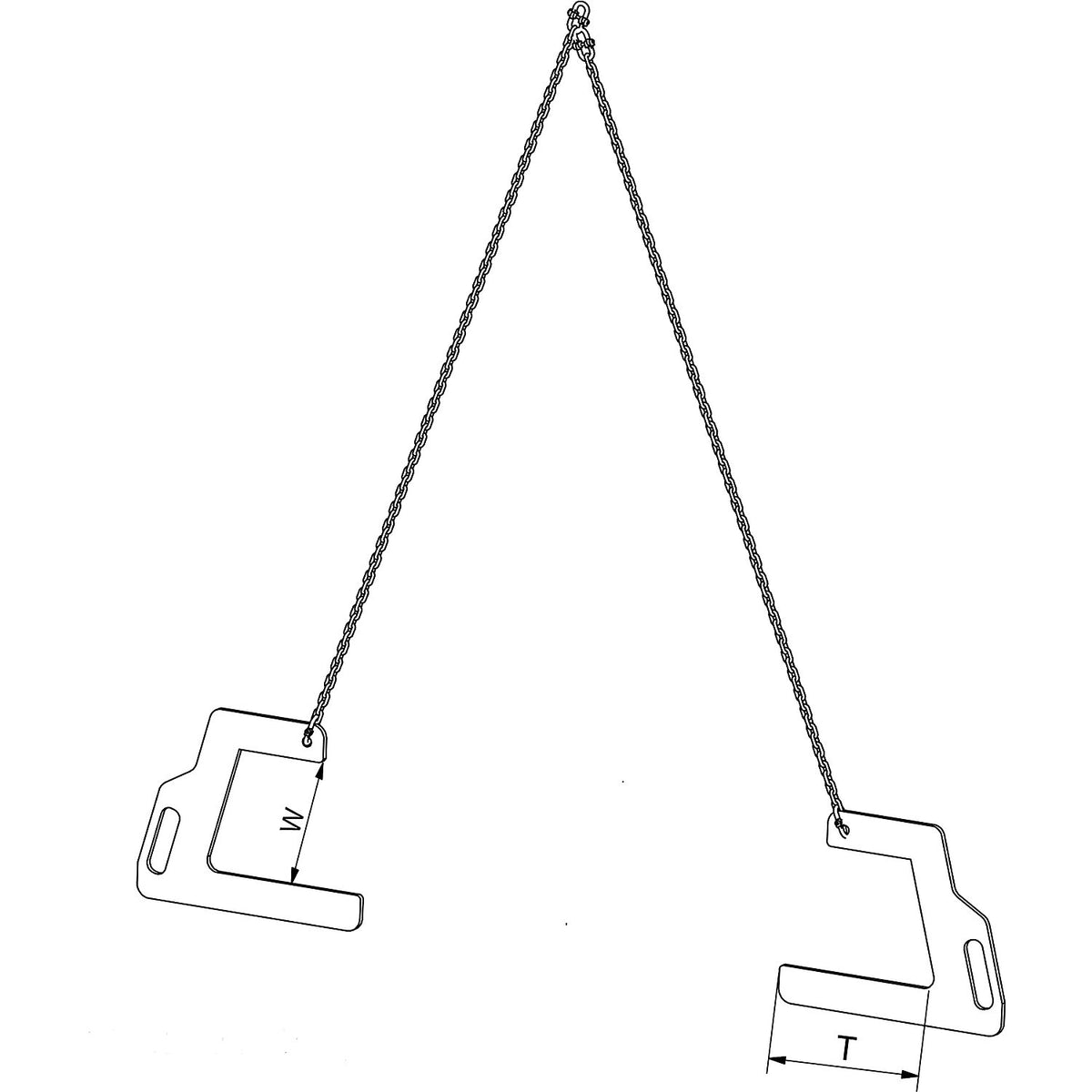 Pipe sling, pipe length 4 m, chain length 3 m, max. load 1000 kg.