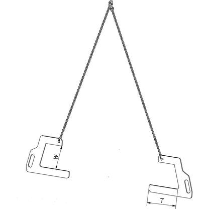 Pipe sling, pipe length 4 m, chain length 3 m, max. load 1000 kg.