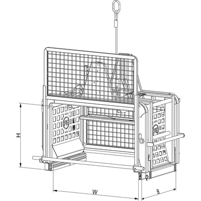 Crane grab, double-acting lever arm, max. load 1400 kg, WxH 580 x 720 mm.