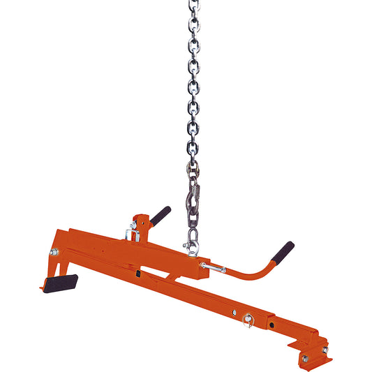 Kerb placement clamp, gripping range 900 - 1100 mm, max. load 250 kg, powder coated.