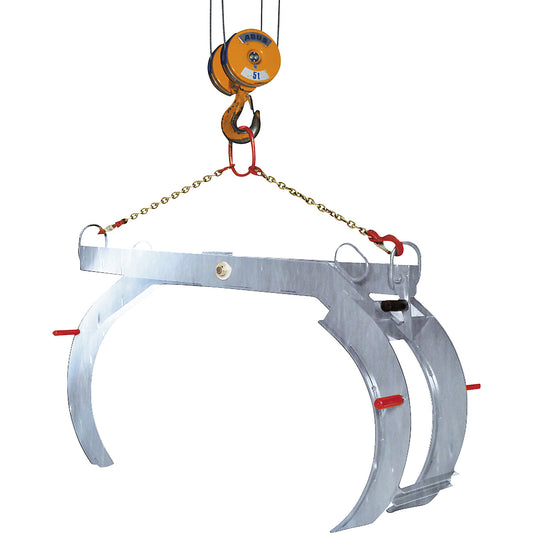 Boulder grab, gripping range 650 - 1300 mm, max. load 1500 kg, zinc plated.