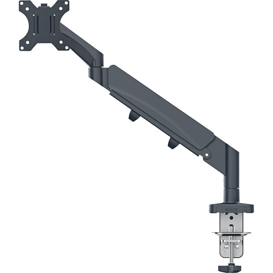Ergonomic space-saving single monitor arm, max. load 9 kg, dark grey.