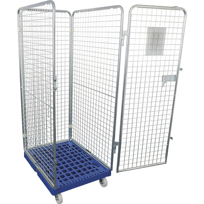 Roll container, 4-sided, height 1800 mm, 2 swivel castors, 2 fixed castors.
