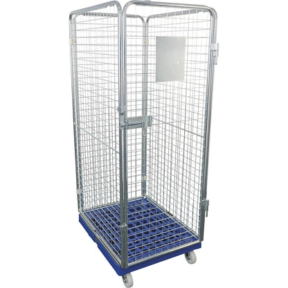 Roll container, 4-sided, height 1800 mm, 2 swivel castors, 2 fixed castors.