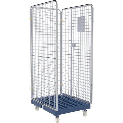 Roll container, 4-sided, height 1800 mm, 2 swivel castors with stop, 2 fixed castors.