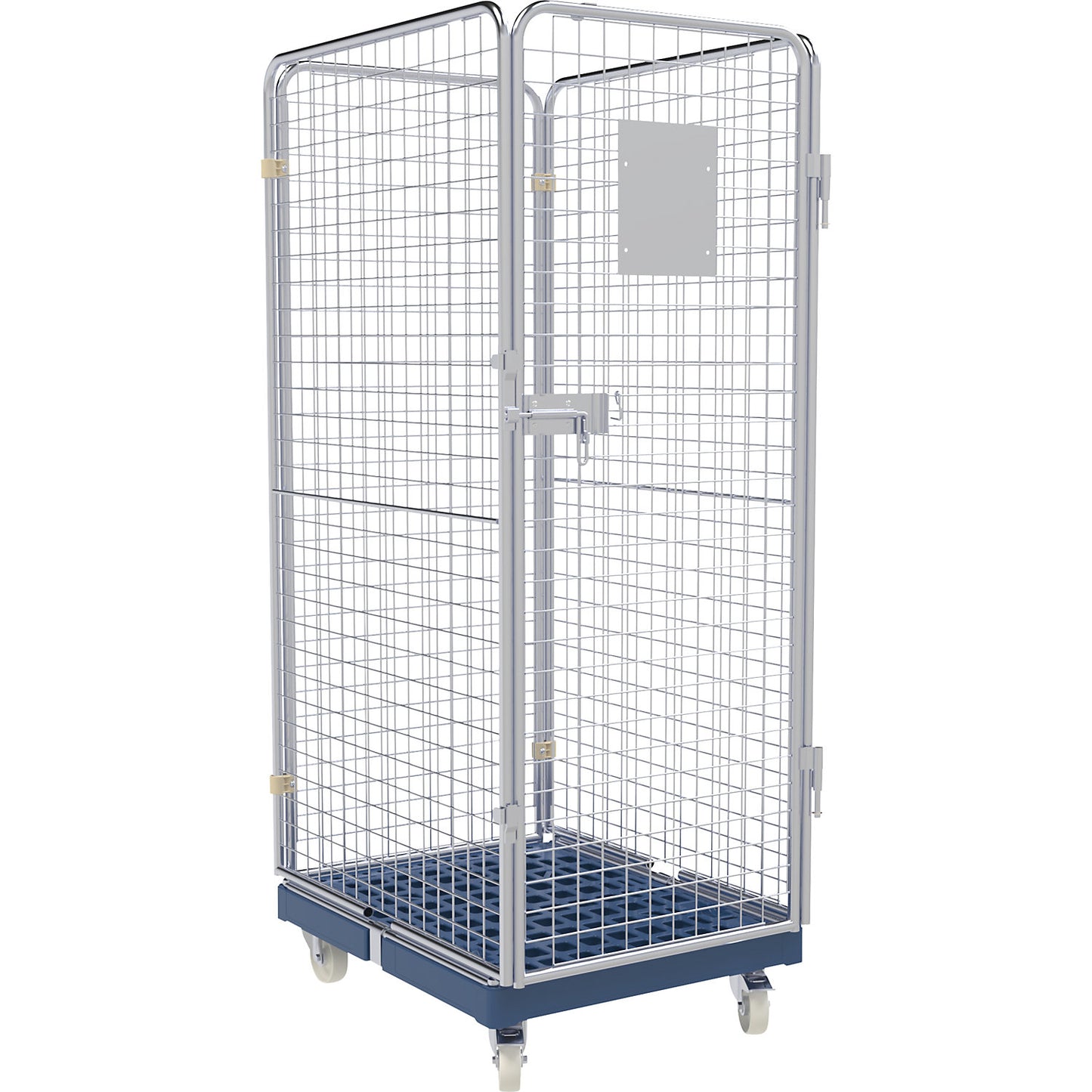 Roll container, 4-sided, height 1800 mm, 2 swivel castors with stop, 2 fixed castors.