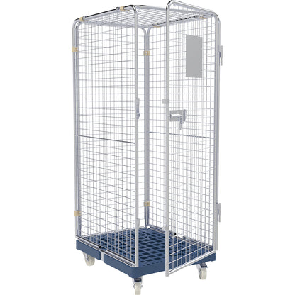 Roll container, 5-sided, height 1800 mm, 2 swivel castors with stop, 2 fixed castors.