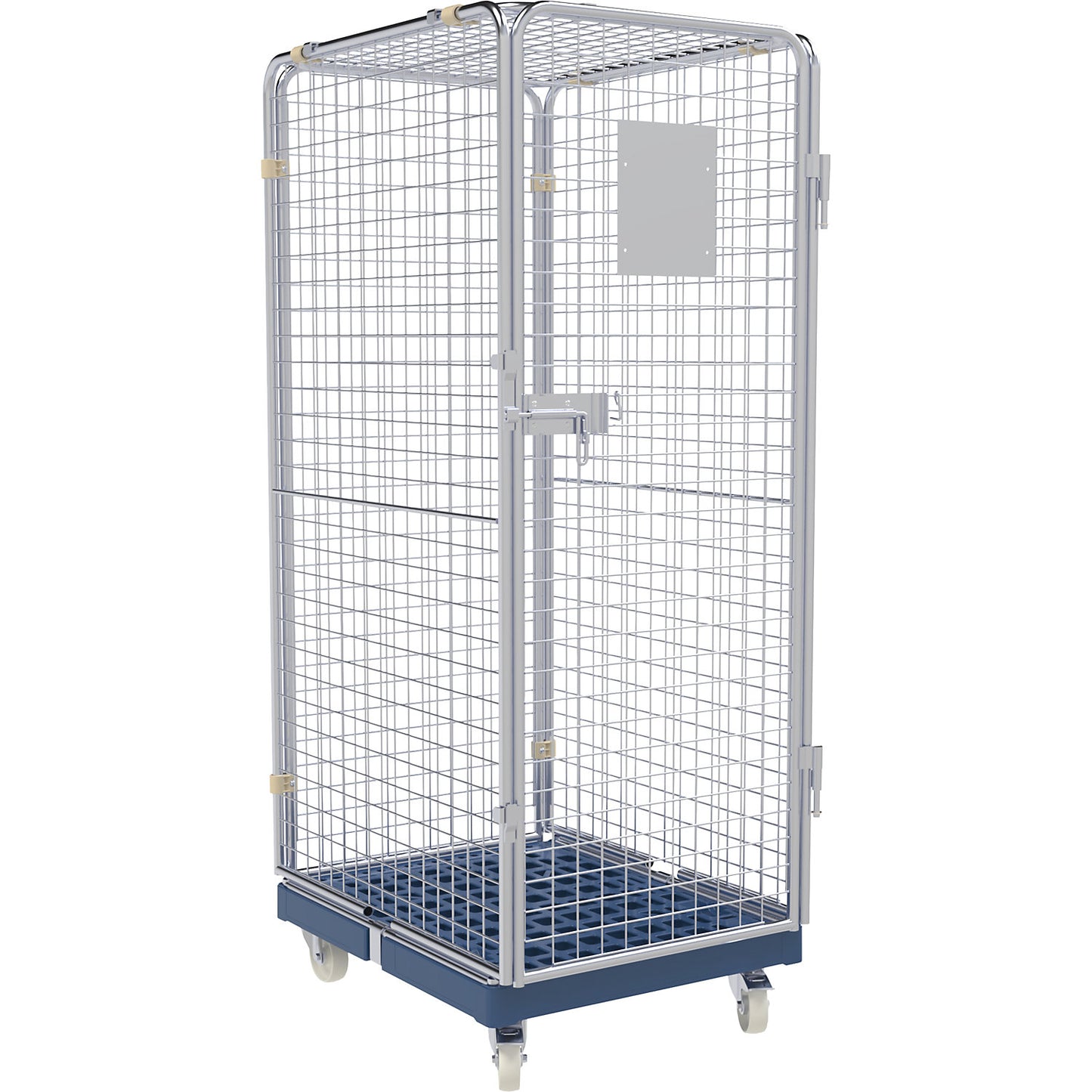 Roll container, 5-sided, height 1800 mm, 2 swivel castors with stop, 2 fixed castors.