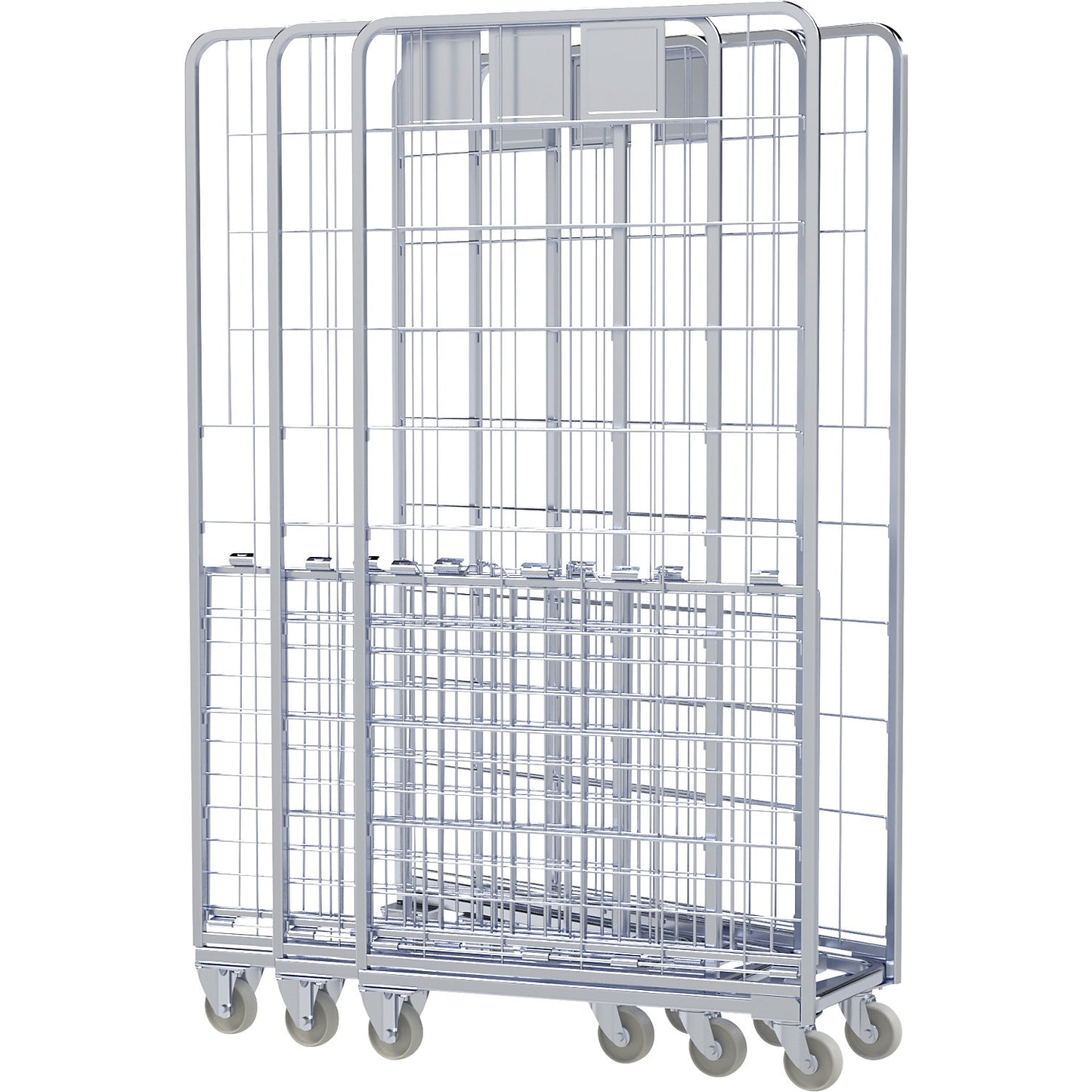 Roll container, nestable, 2-sided, Ergo light, WxD 667 x 800 mm, wheel Ø 108 mm.