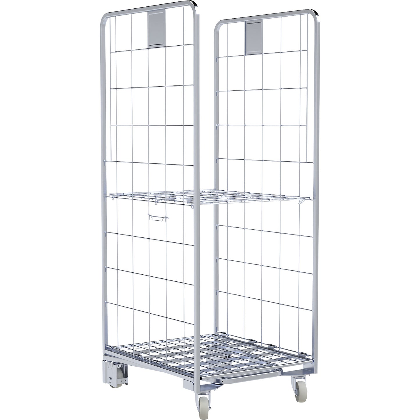Roll container, nestable, 2-sided, Ergo light, WxD 667 x 800 mm, wheel Ø 100 mm.