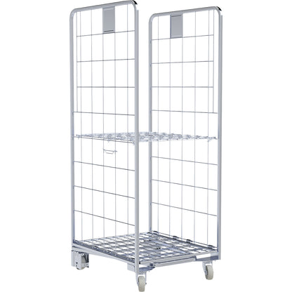 Roll container, nestable, 2-sided, Ergo light, WxD 667 x 800 mm, wheel Ø 100 mm.