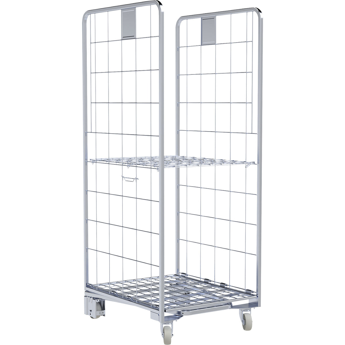 Roll container, nestable, 2-sided, Ergo light, WxD 667 x 800 mm, wheel Ø 125 mm.