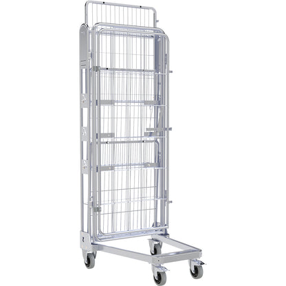 Roll container, 4-sided, steel dolly, H 1875 mm, 2 shelves.