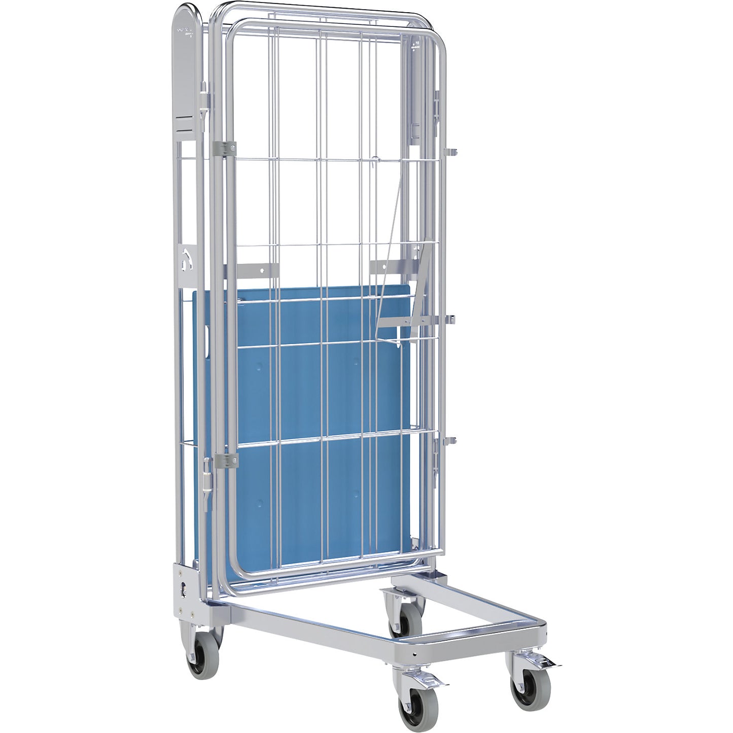 Roll container, 4-sided, plastic dolly, H 1690 mm.