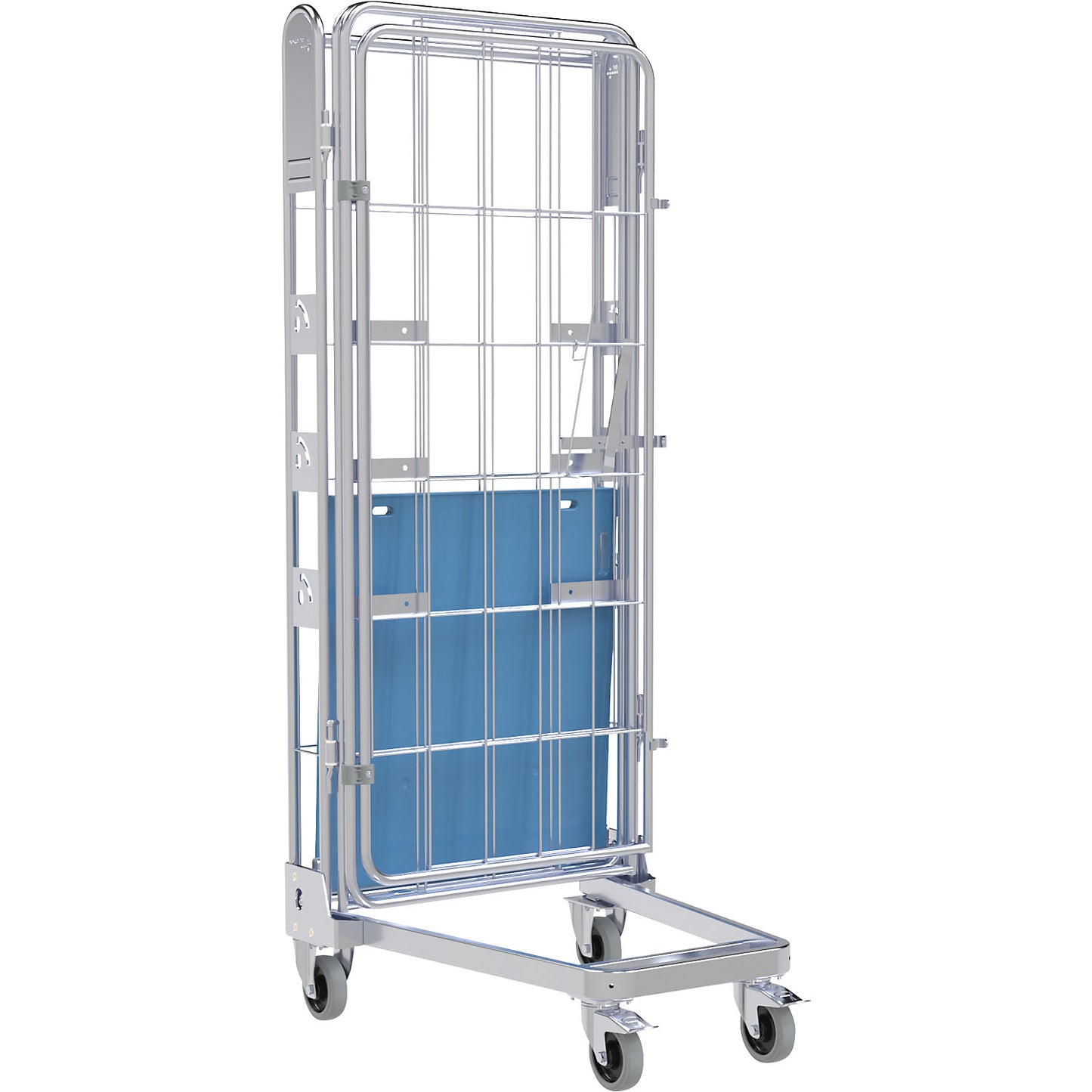 Roll container, 4-sided, plastic dolly, H 1875 mm.