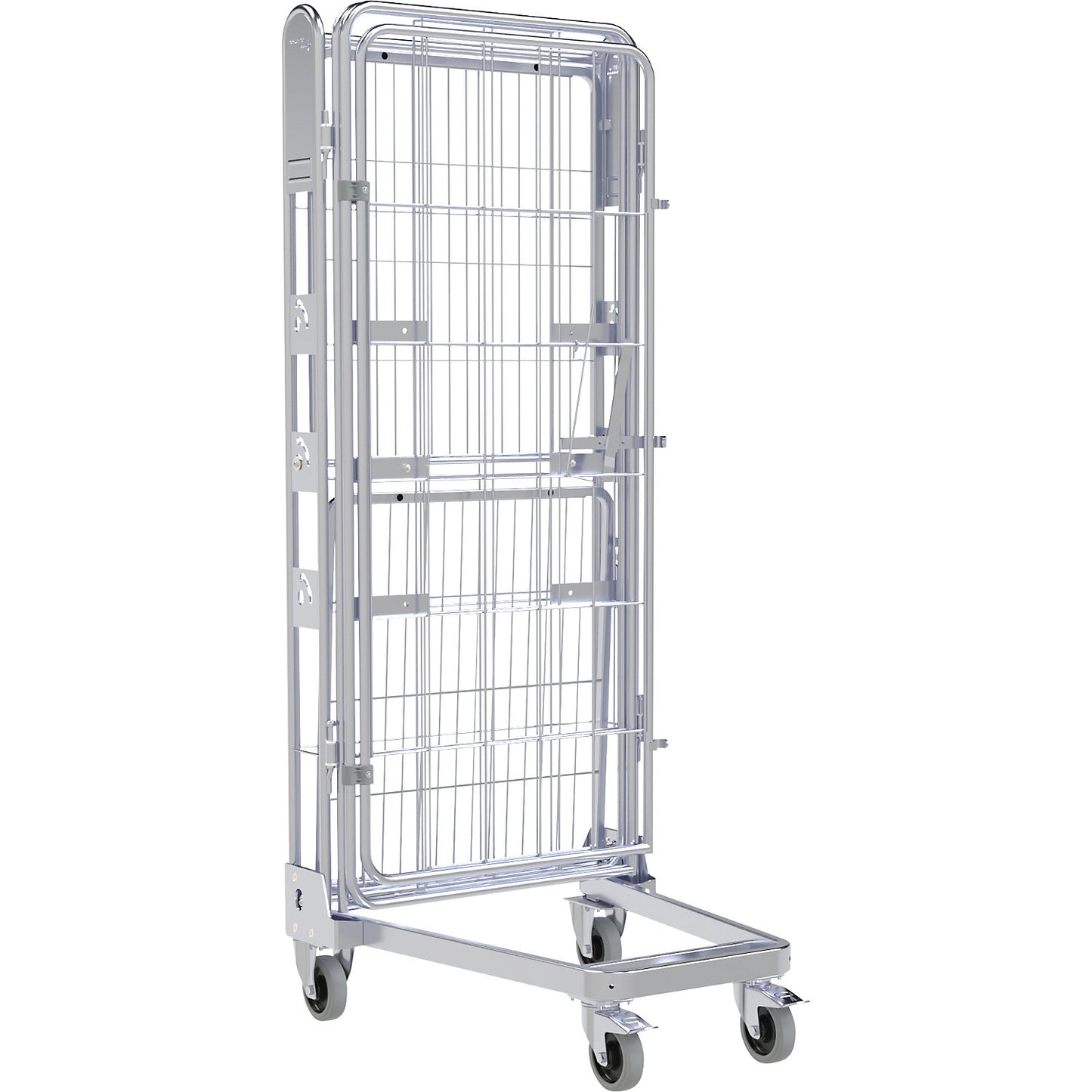 Roll container, 4-sided, steel dolly, H 1875 mm, 1 shelf.