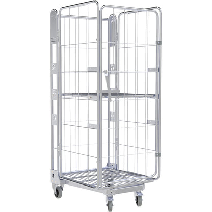 Roll container, 4-sided, steel dolly, H 1875 mm, 1 shelf.