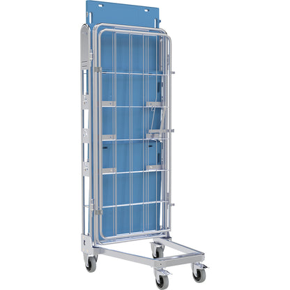 Roll container, 4-sided, plastic dolly, H 1875 mm, 2 shelves.