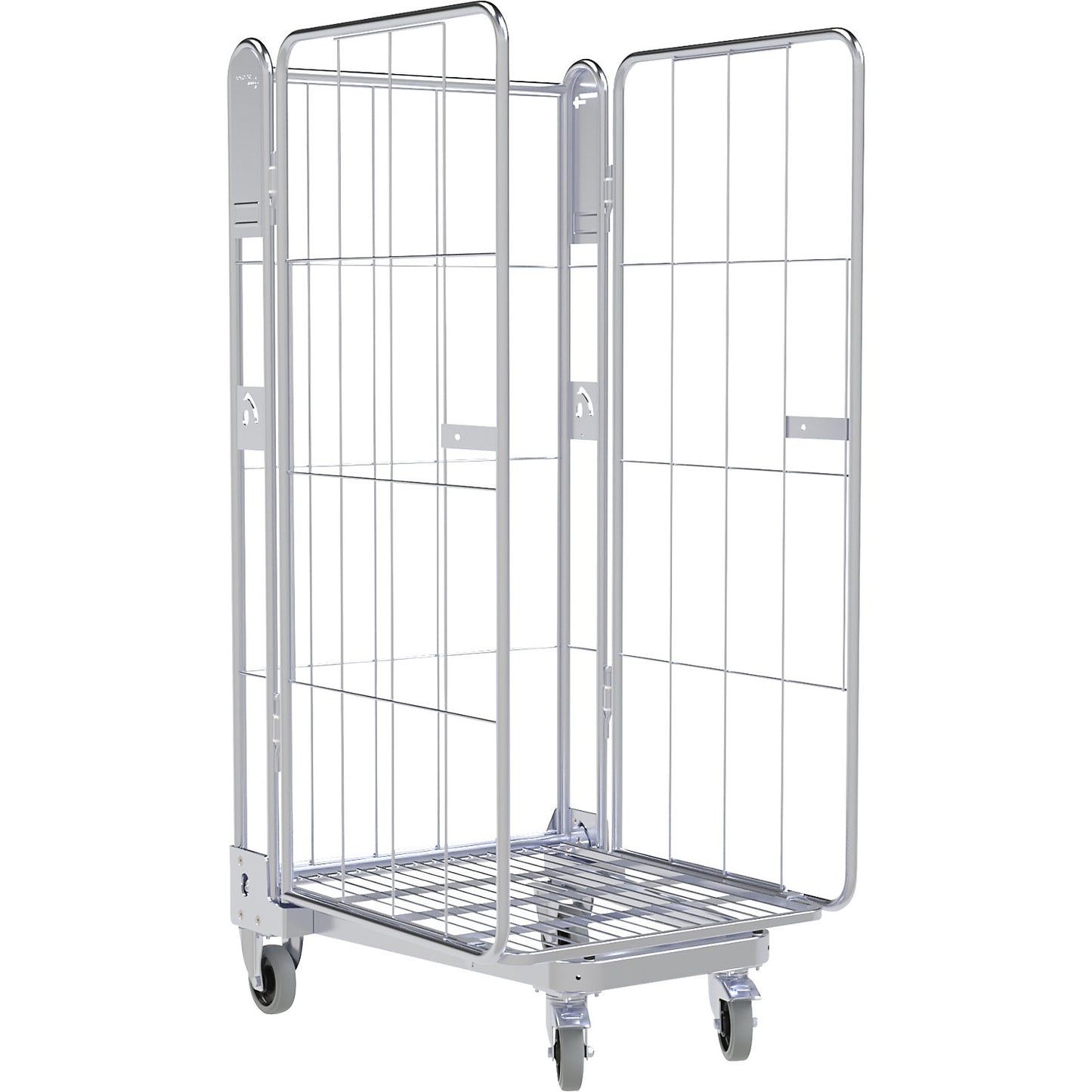 Roll container, 3-sided, steel dolly, H 1690 mm.