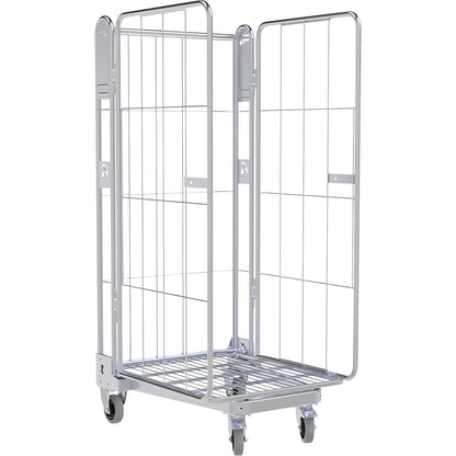 Roll container, 3-sided, steel dolly, H 1690 mm.