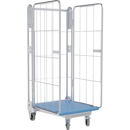 Roll container, 3-sided, plastic dolly, H 1690 mm.