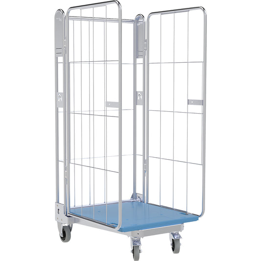 Roll container, 3-sided, plastic dolly, H 1690 mm.