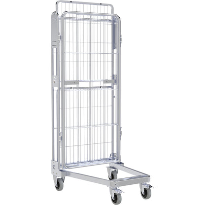 Roll container, 3-sided, steel dolly, H 1690 mm, 1 shelf.