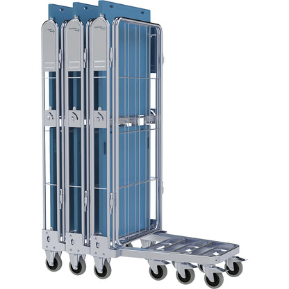 Roll container, 3-sided, plastic dolly, H 1690 mm, 1 shelf.