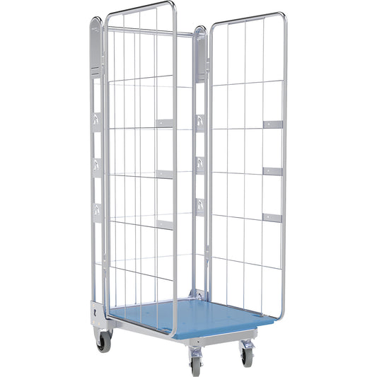 Roll container, 3-sided, plastic dolly, H 1875 mm.