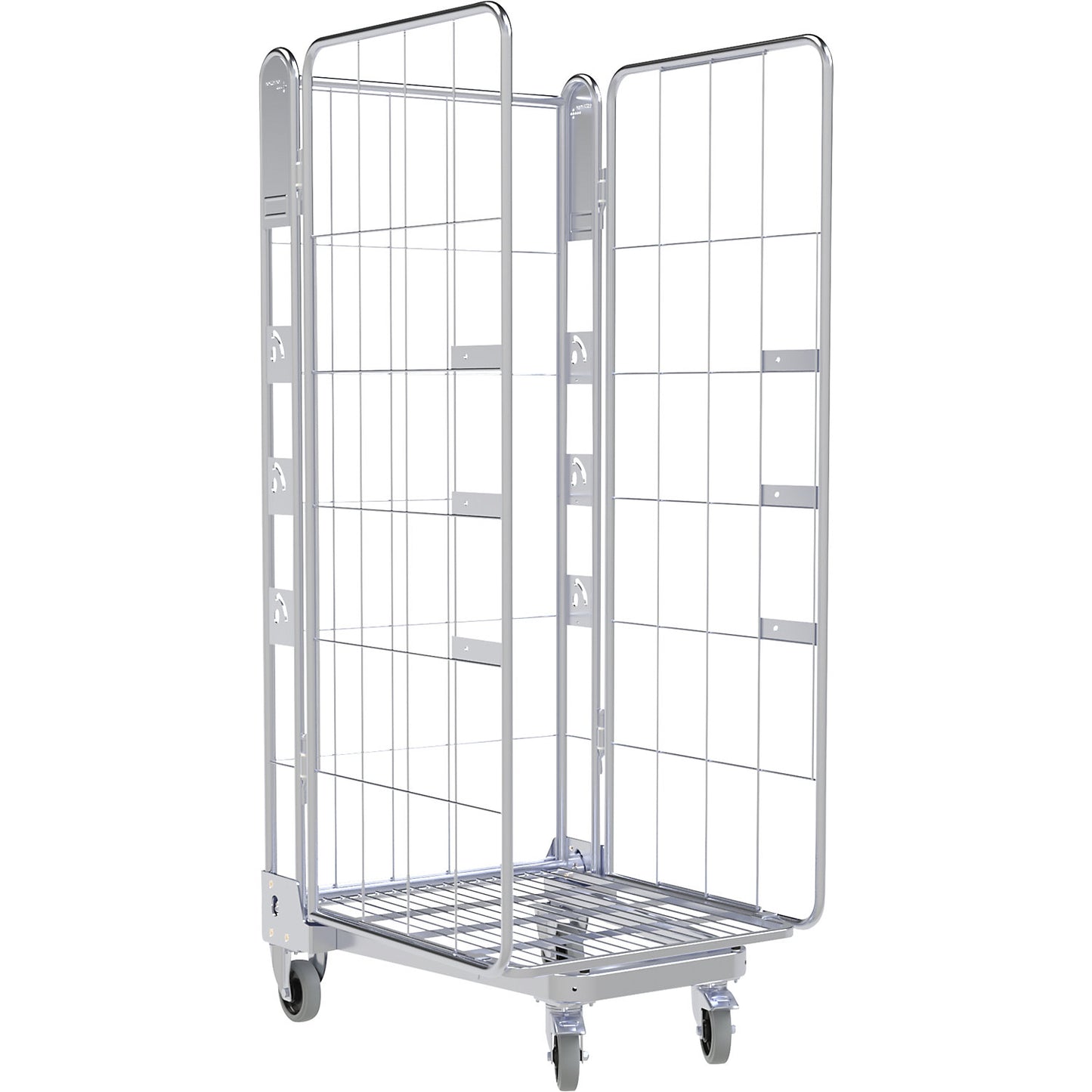 Roll container, 3-sided, steel dolly, H 1875 mm.